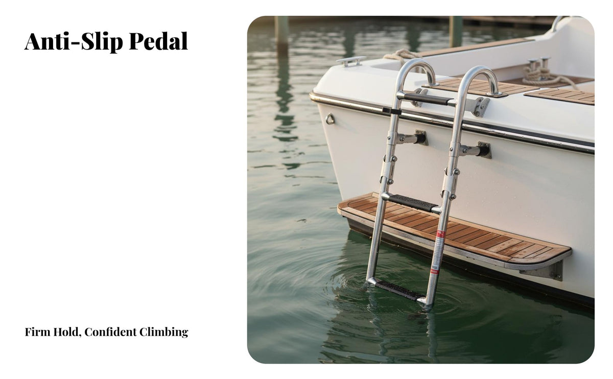 Stainless Steel Deck Mount Ladder Foldable Boarding Ladder Yacht Bathing Step Non-Slip Steps Aquatic Hardware