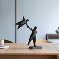 Tabletop Figurine Modern Abstract Sculpture Black Escultura Conceptual for Homeowners, Living Room, Bedroom