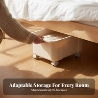 slim-line Wheeled container with casters Rolling Storage container sturdy Duty for Under Bed