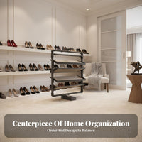 Space Saving 360 Degree Rotating Shoe Rack Slim Design Rotating Shoe Rack Easy Reach Vertical Storage Carousel Large Capacity for Families, Apartment Dwellers, Homeowners, Closet, Entryway, Bedroom