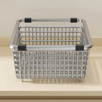 Dish Rack and Dish Drainer with Kitchen Utensil Holder, Adjustable Stainless Steel Sink Drainer, Space Saving Over Sink Drain Rack for Cutlery
