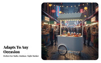 Portable Kiosk Cart with Canopy Multi-Functional Rolling Market Display Stall Versatile Market Stall Cart with Canopy for Crafters, Marketers, Parties