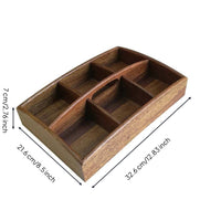 Divided Snack Tray Wood Grain Wooden Tray with Dividers Rectangular Platter for Hosts, Families, Parties, Coffee Table, Countertop