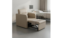 PU Leather Upholstery Hospital Escort Chair Foldable Design Folding Armchair Bed Long-Lasting Steel Frame Single Convertible Sofa Bed Space-Saving for Guests, Office