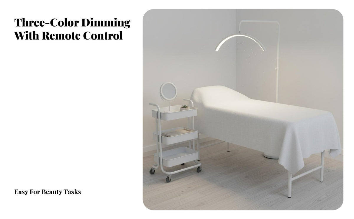Stepless Dimming U-Shaped Floor Lamp Dimmable Eyelash Extension Light High Color Rendering LED Beauty Work Light Stable Base for Lash Technicians, Makeup Artists, Nail Salon Studio, Home Office, Bedroom
