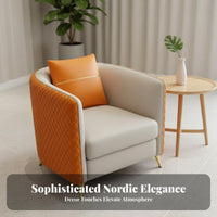 Nordic Design Upholstered Barrel Chair Luxury Design Quilted Barrel Chair High-Density Foam Cushion Commercial Furniture Skin-Friendly Material for Interior Designers, Business Owners, Reception Area, Waiting Room, Office, Bedroom