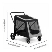 Foldable Folding Pet Stroller Easy Fold Lightweight Dog Stroller Mesh Window for Medium Dogs