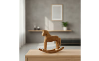 Wooden Rocking Horse Hand-Carved Rocking Horse Figurine Farmhouse for Shelf