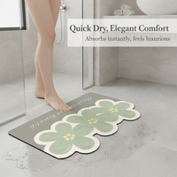 Diatomaceous Earth Bath Mat, Non-Slip Absorbent Floral Design for Bathroom and Toilet