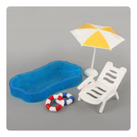 Translucent Dollhouse Swimming Pool Set Striped Dollhouse Pool Set Plastic Beachside Decoration Poolside