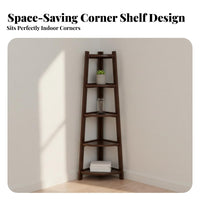 Nordic Design 5-Tier Corner Ladder Shelf Floor-Standing 5-Tier Corner Shelving Single-Tier Minimalist Design Storage Rack Space-Saving for Homeowners, Students, Office Workers, Living Room, Bedroom, Entryway, Balcony