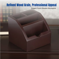 Wooden Business Card Holder, Multifunctional Pen Organizer, Desktop Office Accessory for Study, Business, Gift
