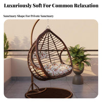 Thick Cushion Freestanding Egg-Shaped Chair Comfortable and Breathable Double Egg-Shaped Chair with Stand Long-Lasting Swing Seat Weather-Resistant for Loungers, Homeowners, Balcony, Indoor, Garden, Backyard