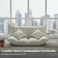 Converts to Bed Foldable 2-Seater Floor Sofa Space-Saving Fold-expandable Mattress Couch Multi-Functional Design Indoor Seating Adjustable Backrest for Young Adults, Apartment Dwellers, Students, Bedroom, Balcony, Dorm Room