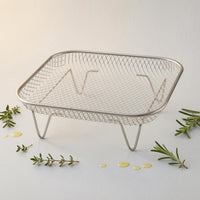 Silver Metal Finish Air Fryer Basket Even Cooking Air Fryer Rack Dishwasher Safe Mesh Rack Stackable