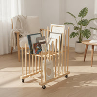 Wooden Painting Board Rack with Wheels Slotted Art Storage Rack with Wheels Space-Saving Portable for Painters