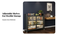particle-proofresistant Multi-Tier Cupboard with Fluted Doors Sturdy Construction bookshelf Large Capacity Storage Cabinet adaptable for Book Lovers, Homeowners, Interior Design aficionados, Living Room, Study, Home Office, Bedroom