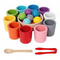 Hand-Eye Coordination Ball Cup Game with Tongs Fine Motor Child-Centered Toy with Tongs Multicolor Color Matching Toy with Cups Educational for Toddlers, Preschoolers, Homeschooling, Playrooms