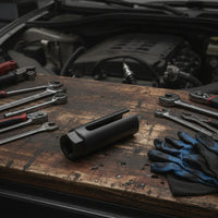 Exhaust Gas Sensor Socket with Side Wire Cutout Chrome Vanadium Exhaust Gas Sensor Socket Tool Slotted Hexagonal for Mechanics