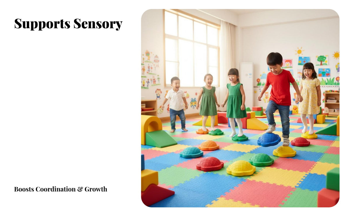 Complimentary Expanded Polypropylene Foam Balance Block Indoor & Outdoor Use Kids Balance Stepping Stone Long-Lasting Kids Stepping Stones High Weight Capacity for Preschoolers, Toddlers, Teachers