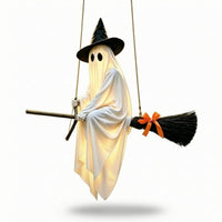Spooky Ghost Riding a Broom Cloth Decorations Festive Decoration Lightweight for Porch