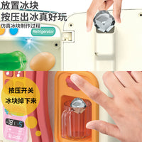 Large Simulated Double-Door Refrigerator Toy with Spray, Light, and Music for Kids