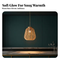 Woven Pendant Light Handwoven Design Wicker Pendant Light Vintage Evoking Rattan Design Lampshade for Restaurant, Coffee Shop, Dining Room