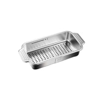 Telescoping Expandable Sink Basket Stainless Steel Colander with Handles Food Safe over the Sink Strainer Heavy Duty for Apartment Kitchen