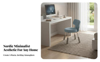 Space-Saving Armless rotating Chair Padded pad Armless Upholstered Caster Chair Ergonomic spinerest Rolling Seat Support for Students, Women, Adults, Dormitory, Study Room, Small Spaces, Vanity Table