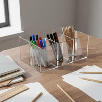 Acrylic Pen Holder Multi-Functional Transparent Pencil Storage Box Desktop Stationery Organizer for Students, Office, Desktop, Dorm Room