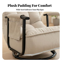 Adjustable Backrest Swivel Recliner Chair Padded Cushioning Reclining Armchair Ergonomic Design Single Sofa Convenient Side Pocket for Homebodies, Students, Bedroom, Living Room, Reading Nook, Home Theater