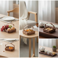Wooden Walnut Serving Tray Natural Walnut Tray Portable Premium for Hosts, Tea Service