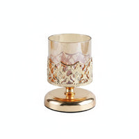 2 Pieces European Design Metal Glass Candlestick Holder Romantic Table Centerpiece Luxury Finish for Wedding