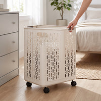 Foldable Laundry Hamper with Wheels, Large Capacity Dirty Clothes Storage Basket for Bathroom
