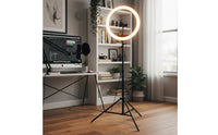 Foldable Design 2.8m Lighting Tripod Solid Locking Capability Coil Cushioned Light Stand Anti-Slip Feet Coil Cushioned Studio Tripod Universal 1/4" Mount for Photographers, Videographers