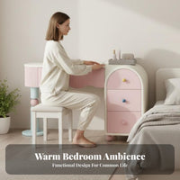 comprehensive Design Integrated Vanity and Drawer Chest Cream aesthetic Aesthetic Makeup Vanity with Side Cabinet Space-Saving Dressing Table long-lasting Construction for Small Apartment Residents, Women, Young Adults