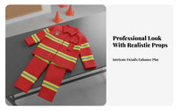 Realistic Design Kids Firefighter Costume Set Reflective Stripes Kids Firefighter Uniform Sturdy Materials for Boys, School Events, Parties