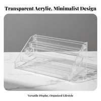 Clear Riser Shelf Large Capacity Clear Acrylic Pin Display Easy to Assemble Stepped Collectible Riser for Collectors, Anime Fans, Desktop, Bookshelf