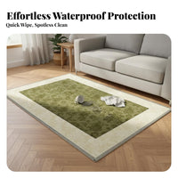 Waterproof French Design Living Room Rug Stain-Resistant Bordered Area Rug Easy to Clean Herringbone Pattern Carpet Retro Design for Pet Owners, Homeowners, Interior Decorators, Bedroom, Under Sofa, High-Traffic Areas, Home Office