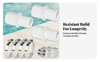 3 Pieces PP Plastic 32 Mm Hose Adapter White Stepped Hose Adapter Metal Fluid Connector for Aquariums