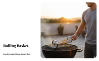Rolling Grill Basket 360 Degree Rotation Rolling Grilling Basket Anti-Scald Handle Cylindrical BBQ Mesh Cage for Outdoor, Camping, Tailgating