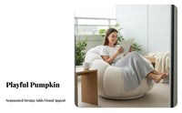 Sherpa Fleece Upholstery Pumpkindesign Sofa Chair Wide Seat Tufted Pumpkin Lounge Chair Oversized Design Accent Armchair Armless for Homeowners, Readers, Adults, Bedroom, literary reading corner, Living Room, Apartment