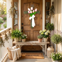 Easter Spring Flower Cross Wreath, Family Gift, Spring Flower Cross Decoration, Rustic Style Design, Spring Flower Wreath, Suitable for Christians and Homeowners
