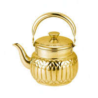 Polished Finish Stainless Steel Tea Kettle Faceted Design Stovetop Kettle Embossed Pattern Kitchenware Arched Handle for Boiling Water