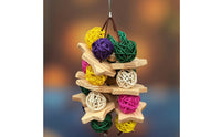 Bird Toy with Rattan Balls Shreddable Parrot Chew Toy Woven for Parrots, Conures