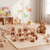 Wooden Shape Matching Puzzle Early Learning Animal Block Puzzle Set Cognitive Development Educational Toy for Young Children, Preschoolers