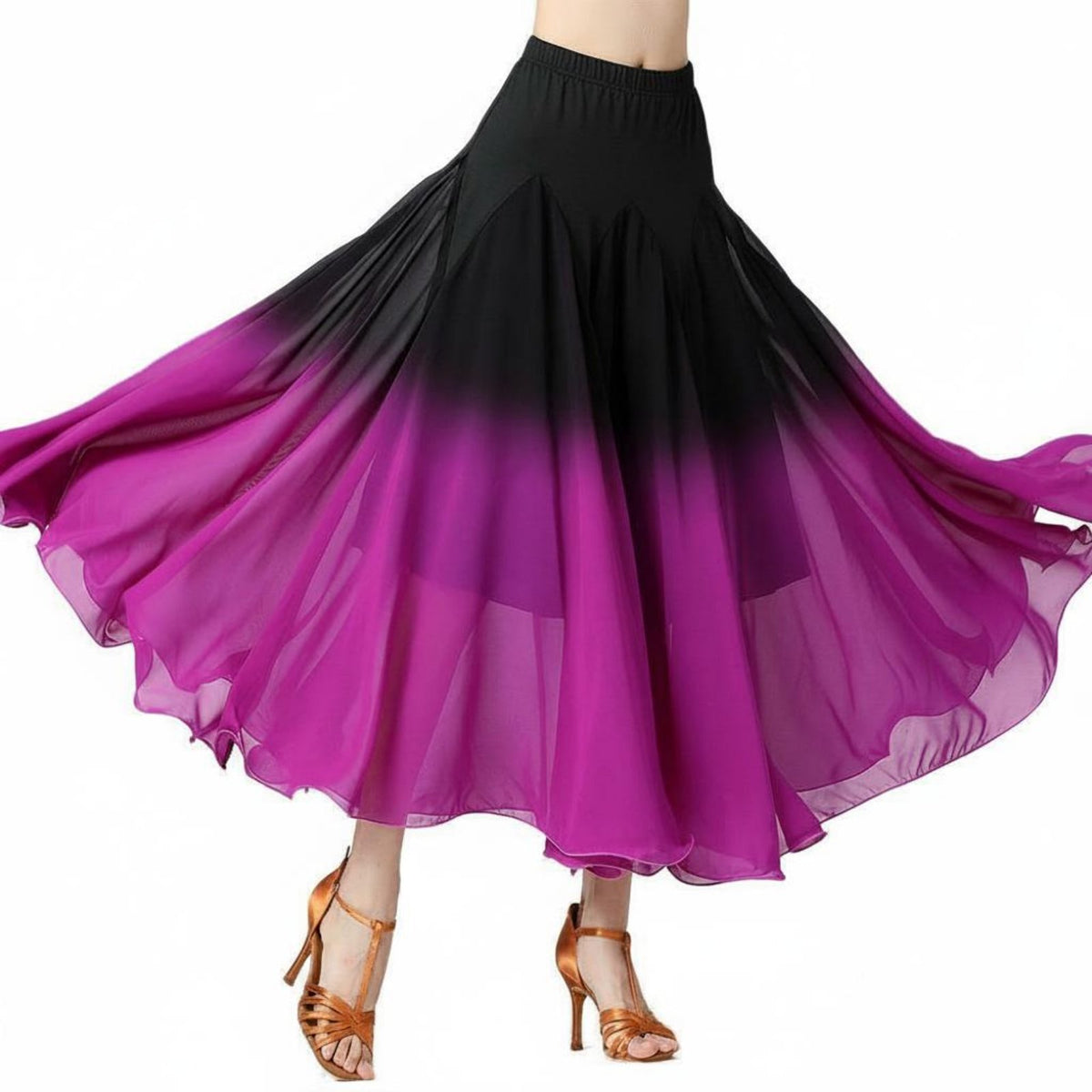 Modern Dance Swing Skirt Flowy Gradient Long Dance Skirt for Dancers