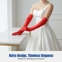 Long Satin-Feel Stretch Gloves, Vintage Party Cosplay, Women's Bridal Dress Accessory