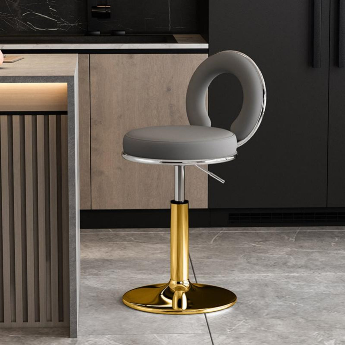 Padded Backrest Adjustable Swivel Stool with Loop Back Upholstered Cushion Adjustable Swivel Chair with Footrest Stable Base Counter Seating Modern Design for Beauticians, Homeowners, Bar Owners, Beauty Salon, Restaurant, Kitchen, Dining Room