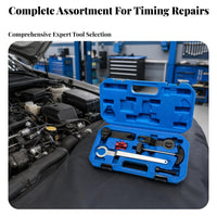6 Pieces Blue Case 6-Piece Timing Kit Built-in Handle Engine Timing Service Kit Snap Latches Engine Camshaft Alignment Tool Set Fitted Recesses for Workshop Use